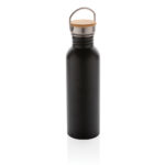 Modern stainless steel flaska med bambulock med logo