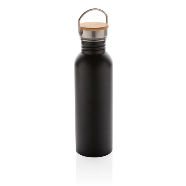 Modern stainless steel flaska med bambulock med logo