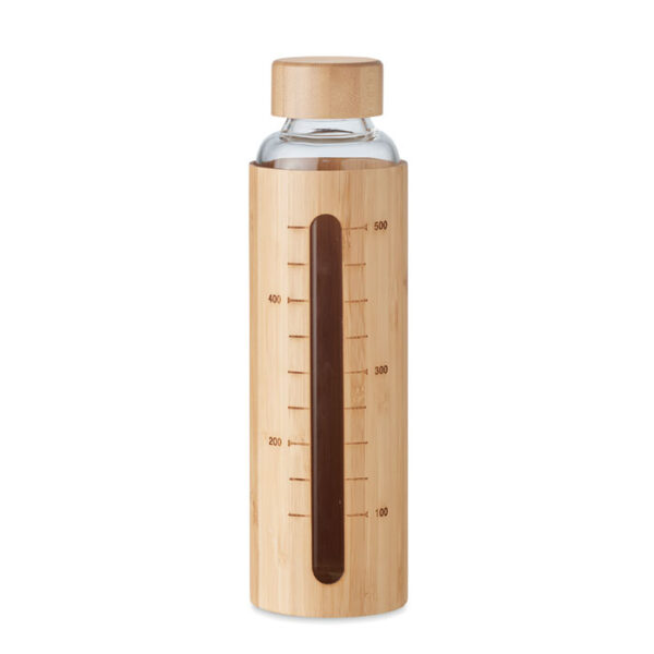 Glasflaska med bambu 600ml Wood