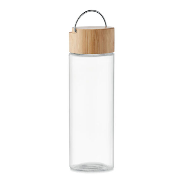 Glasflaska med bambulock 500ml Transparent