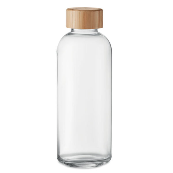 Glasflaska med bambulock 650ml Transparent