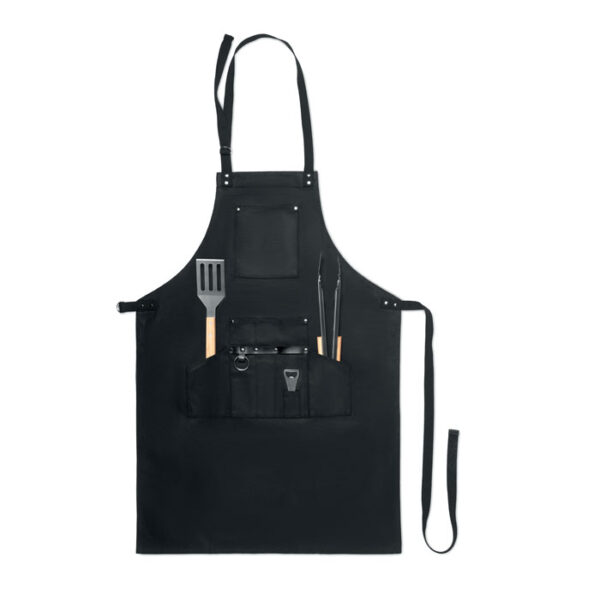 Förkläde med BBQ-set Black