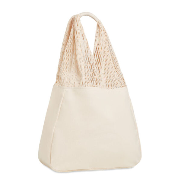 Bomullsbag med mesh Beige