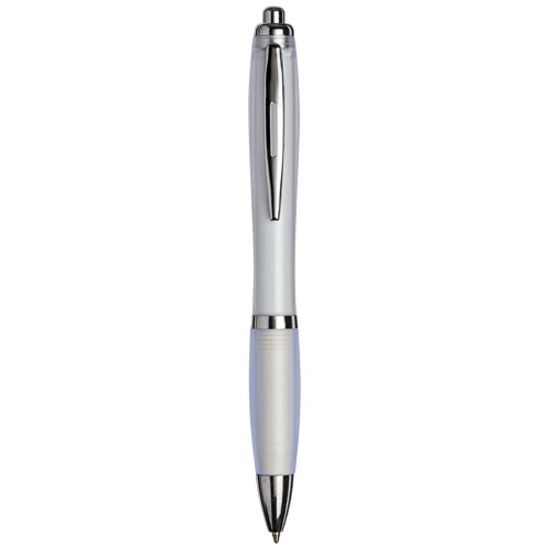 Curvy ballpoint pen with frosted barrel and grip WHITE