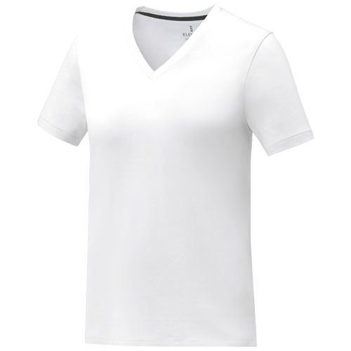 Somoto kortärmad V-ringad t-shirt till dam WHITE